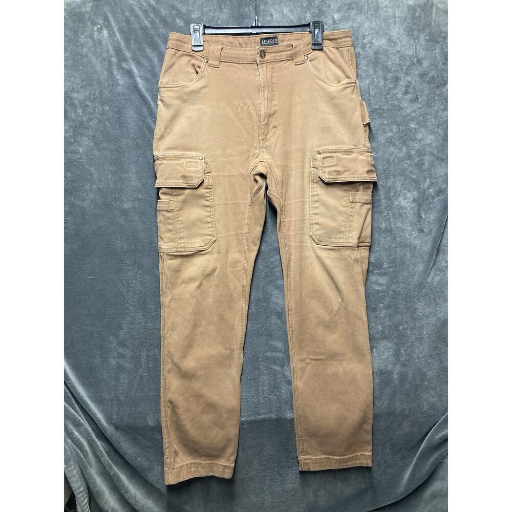 Lincoln Outfitter Cargo Carpenter Pant Men 38x34 Tan Distress Workwear Gorpcore
